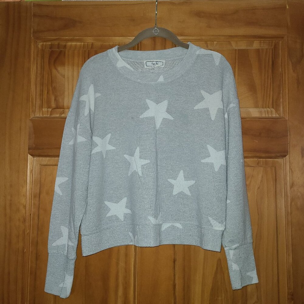 Hippie Rose Gray with White Stars Long Sleeve Shirt